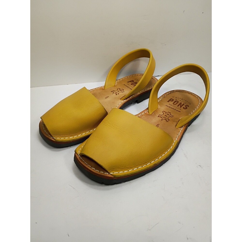 Pons Avarca size 6 Yellow Leather Spanish Handmade Shoe Flat